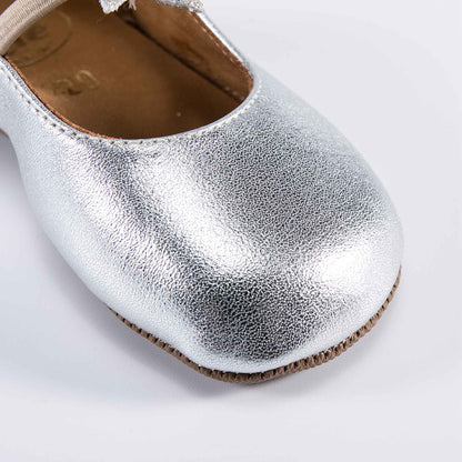Girls Silver Star Flats