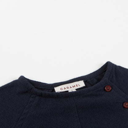 Girls Navy Blue Embroidered Dress
