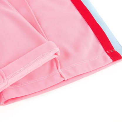 Girls Pink Jersey Shorts With Red Trim