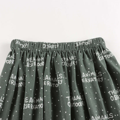 女童绿色Logo短裙