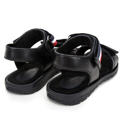 Boys & Girls Black Leather Sandals