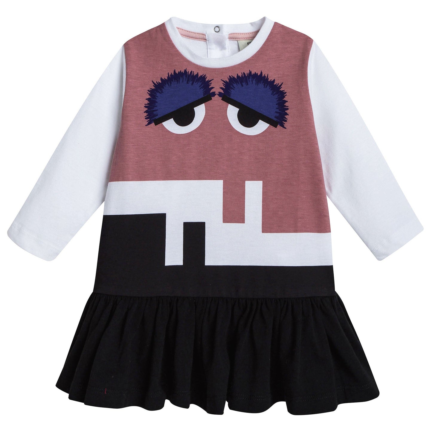Baby Girls Multicolor Monster Printed Cotton Dress