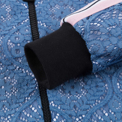 Girls Blue Cotone Bomber Lace Jacket