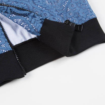 Girls Blue Cotone Bomber Lace Jacket