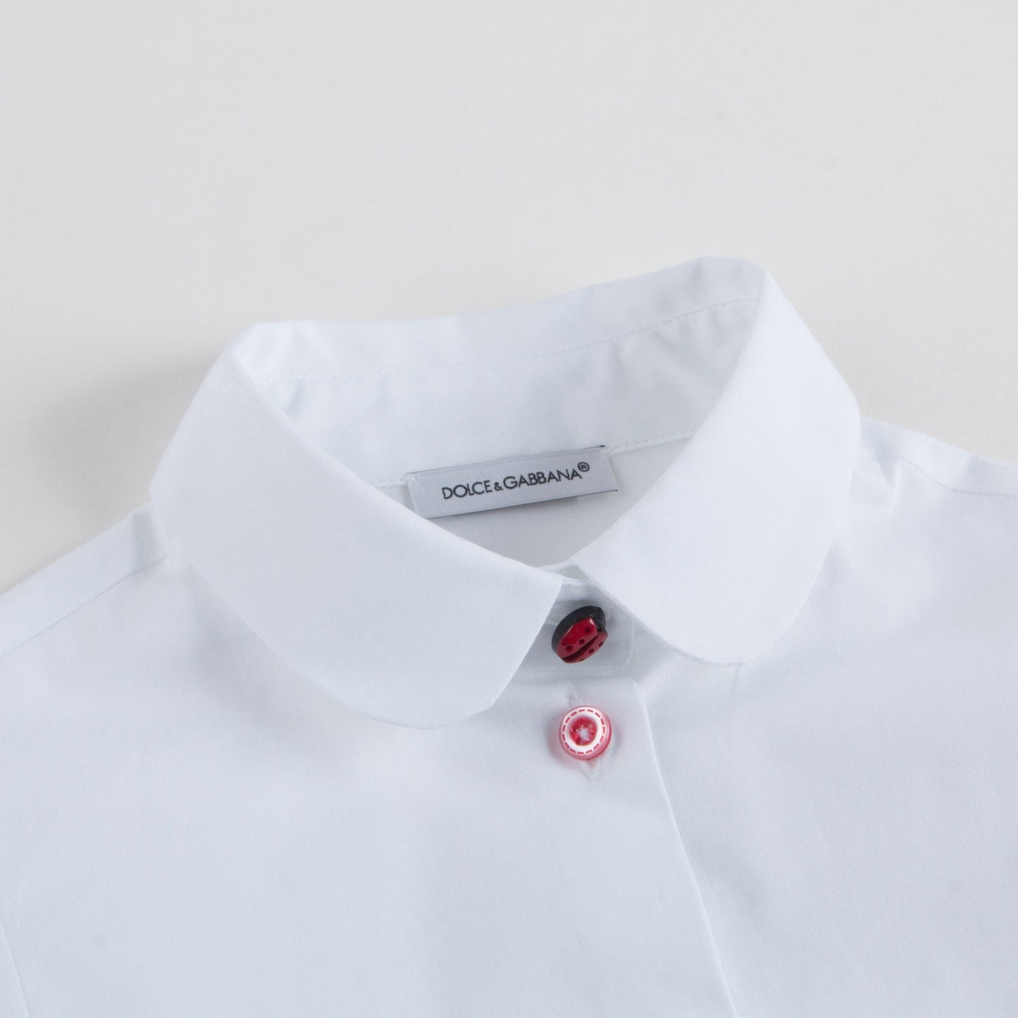 Girls White Cotton Shirt With Heart Trim