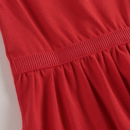 Baby Girls Red Teddy Cotton Dress