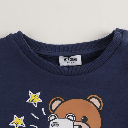 Baby Girls Navy Blue Teddy Cotton Dress