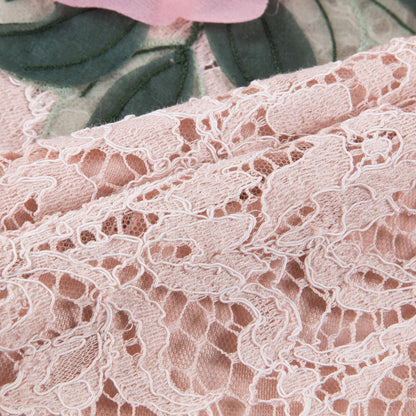 Girls Pink Roses Lace Dress