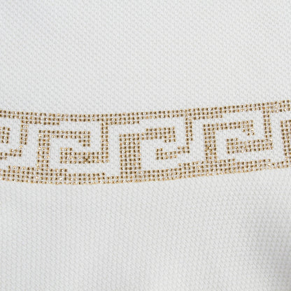 Girls White Cotton Dress With Gold Rhinestone Trims