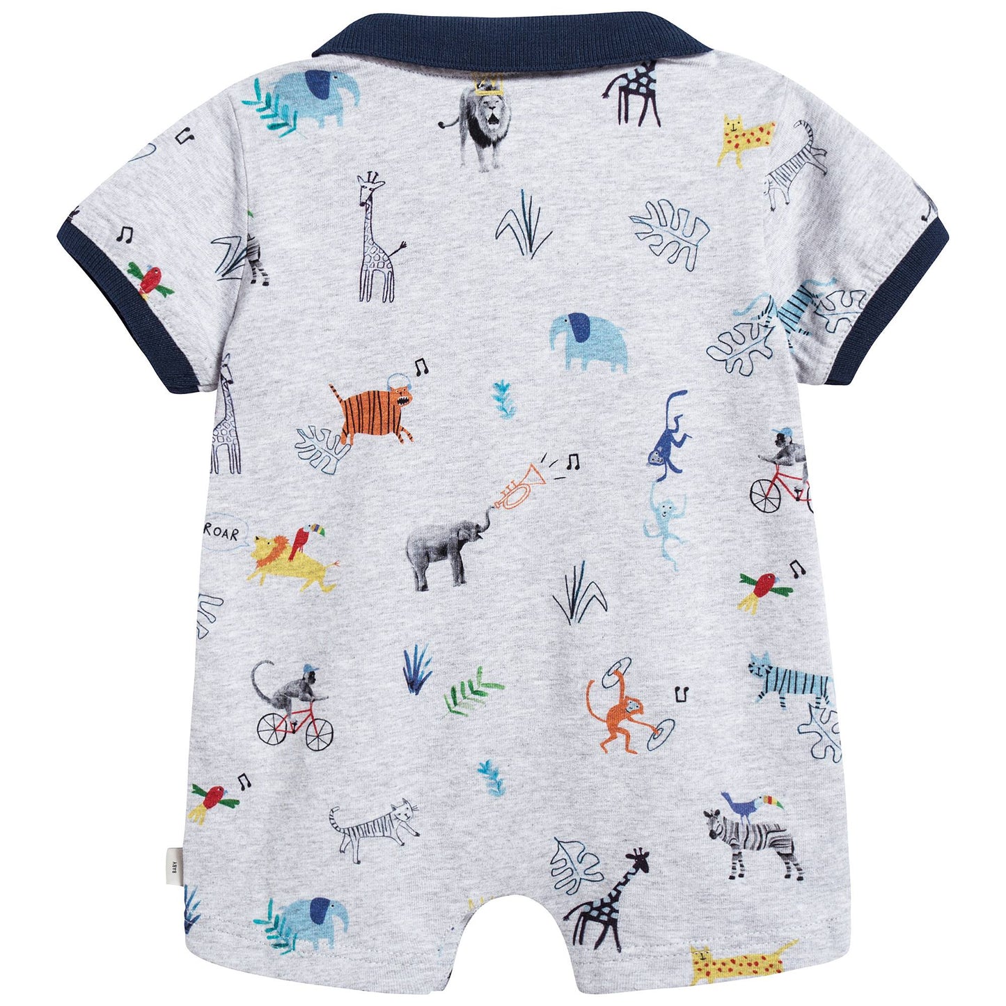 Baby Boys Light Marl Grey Printed Babysuit