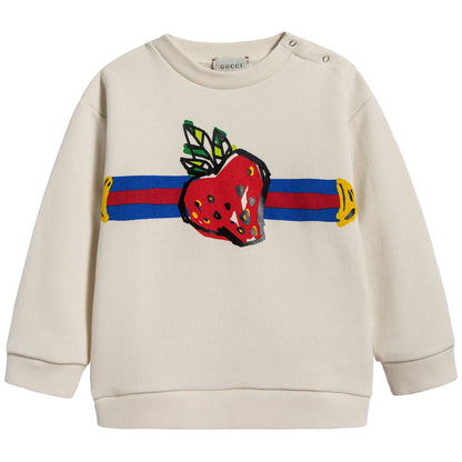 Baby Girls White Cotton Sweatshirt