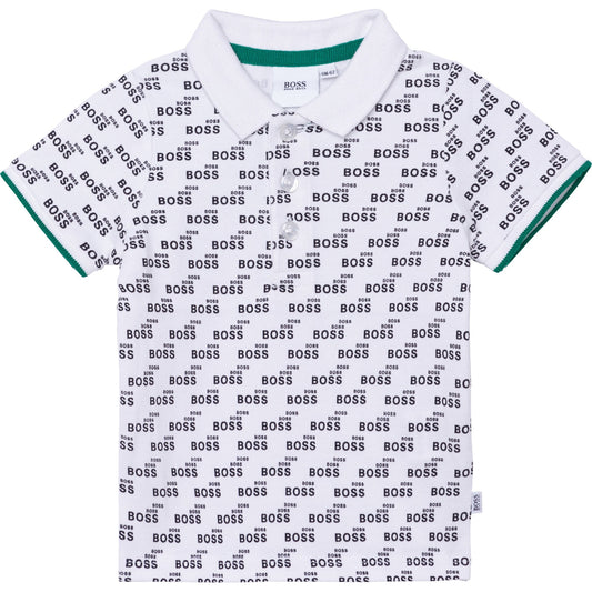 女婴白色Logo棉Polo衬衫