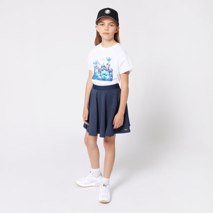 女童藏青色条纹短裙