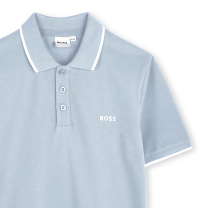 男童淡蓝色Logo棉Polo衫