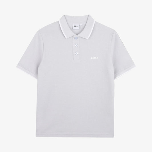 男童灰蓝色棉Polo衫