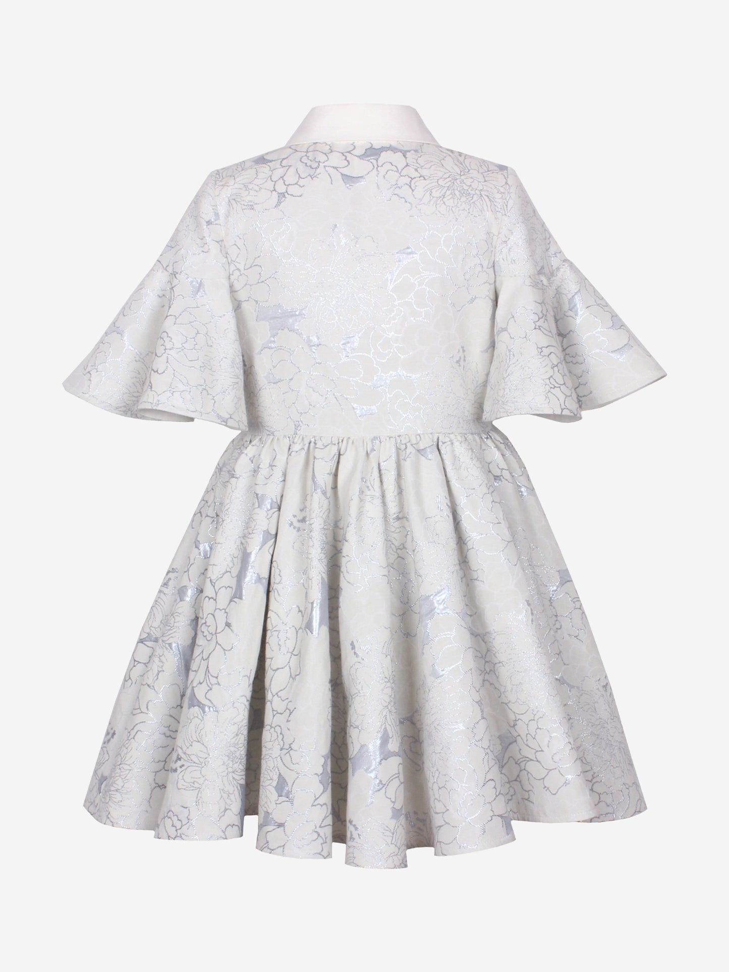 Jessie And James Girls Little Sister Flower Jacquard Dress in Blue