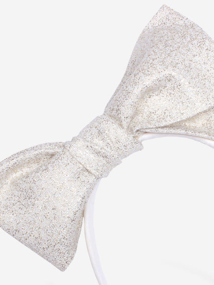 Girls Origami Jacquard Bow Headband in Gold