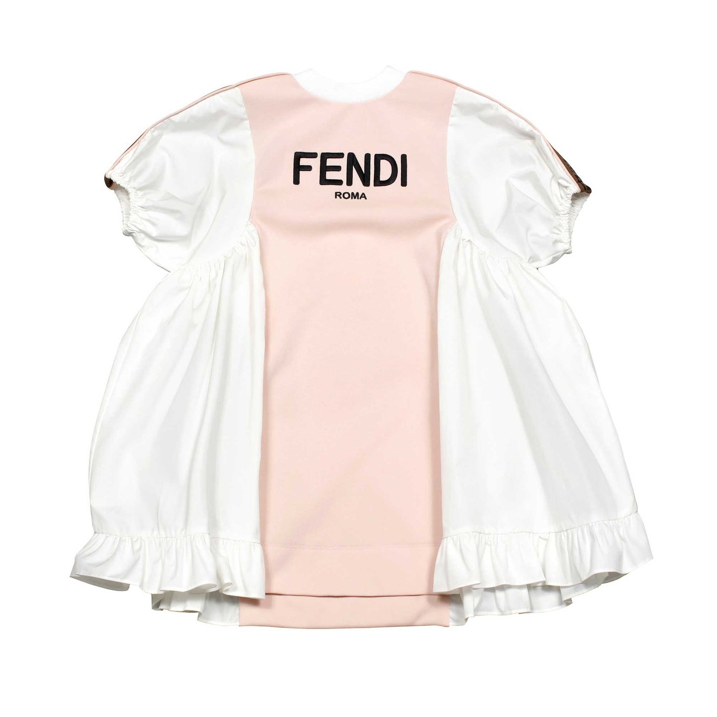 女童白色&粉色Logo棉连衣裙