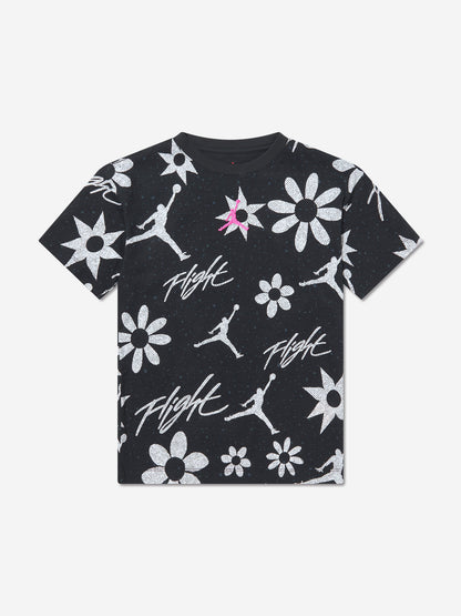 Jordan 女童 Essentials AOP T 恤（黑色）