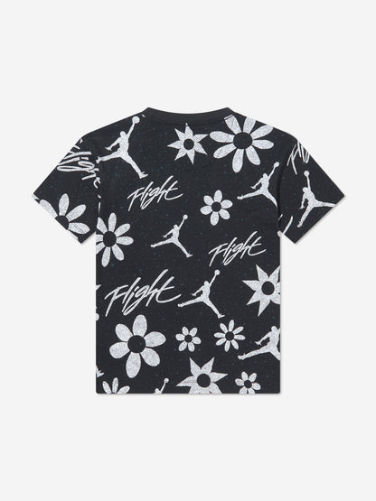 Jordan 女童 Essentials AOP T 恤（黑色）