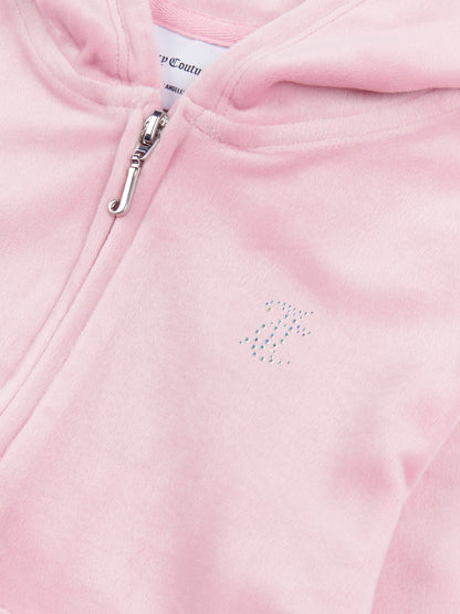 女童粉色Logo拉链上衣