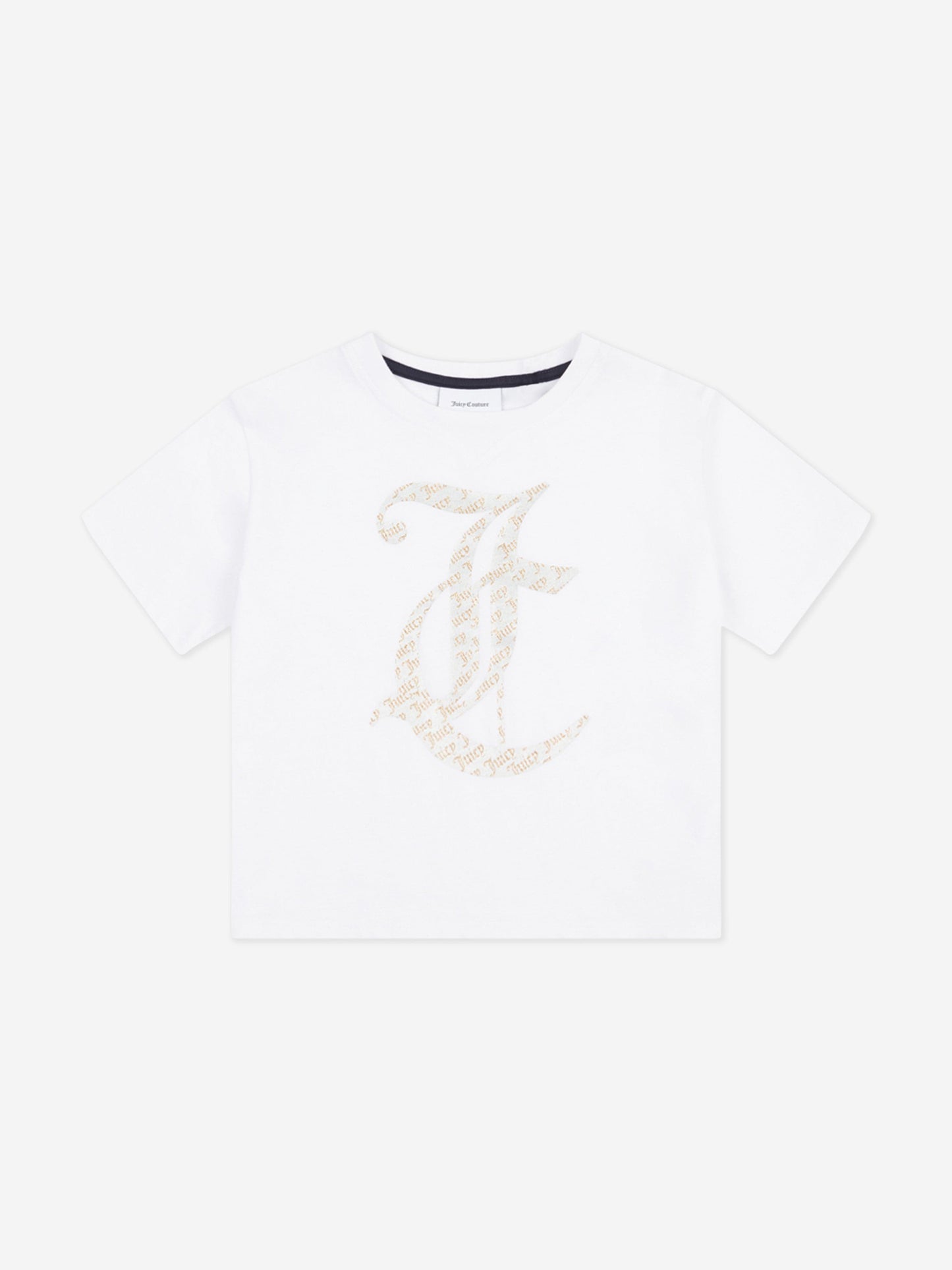 Girls Boxy T-Shirt and Velour Popper Shorts Set in Navy