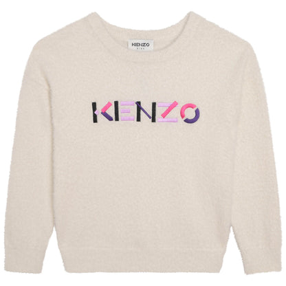 女童米色Logo毛衣