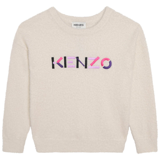 女童米色Logo毛衣