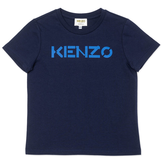 Boys Blue Logo Cotton T-Shirt