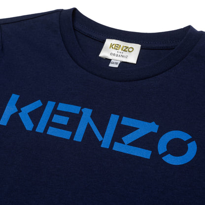 Boys Blue Logo Cotton T-Shirt
