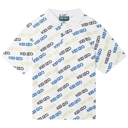 男童白色Logo棉Polo衫