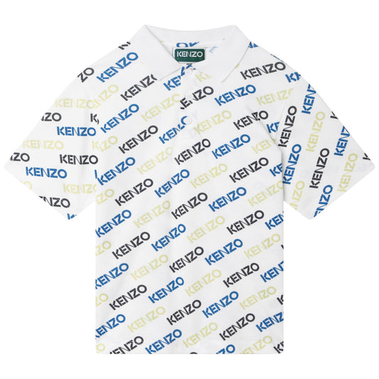 男童白色Logo棉Polo衫