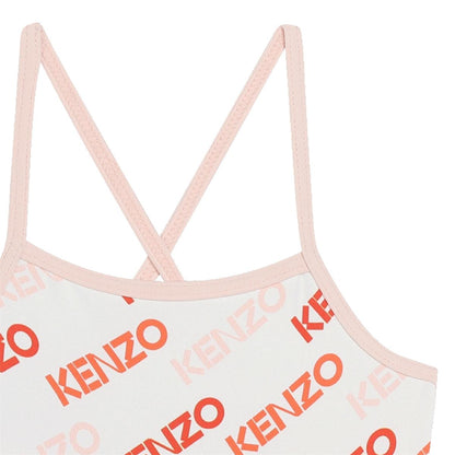 女婴白色Logo泳衣