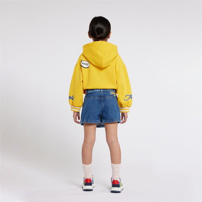女童黄色连帽棉卫衣