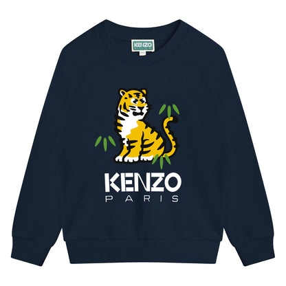 儿童藏青色Logo棉卫衣