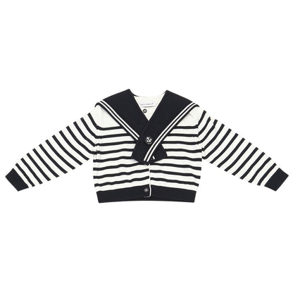 Baby Girls Blue & White striped Cardigan