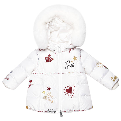 Baby  Girls  White  "My  Love"  Coat