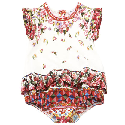Baby Girls 'Caretto Con Rose' Babygrow