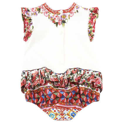 Baby Girls 'Caretto Con Rose' Babygrow