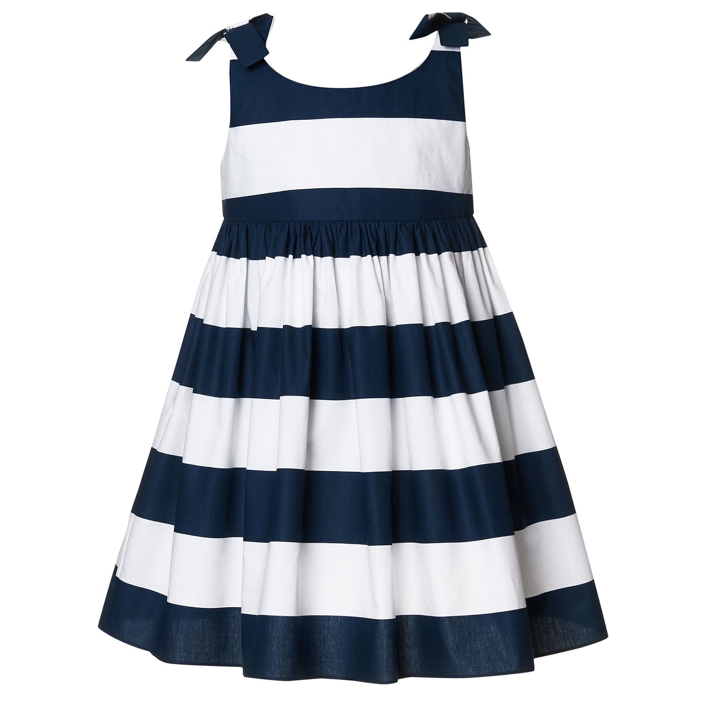 Girls Blue &White striped Cotton Dress