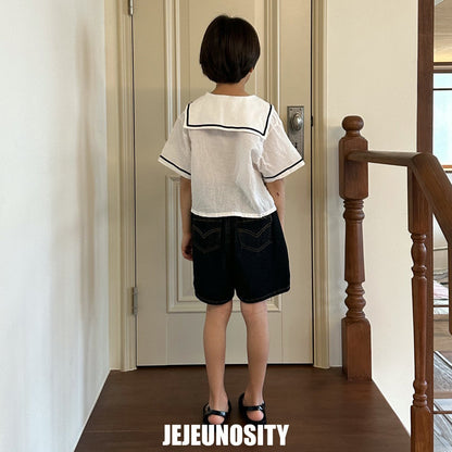 女童白色棉衬衫