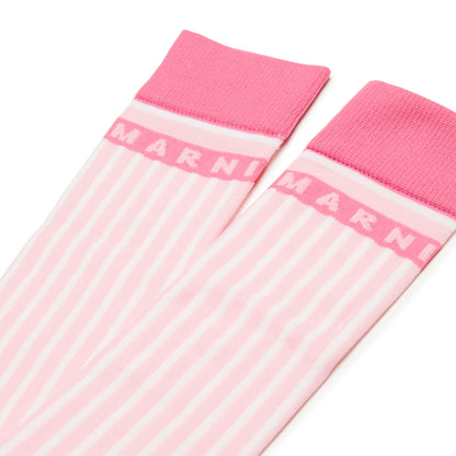 女童粉色条纹袜子