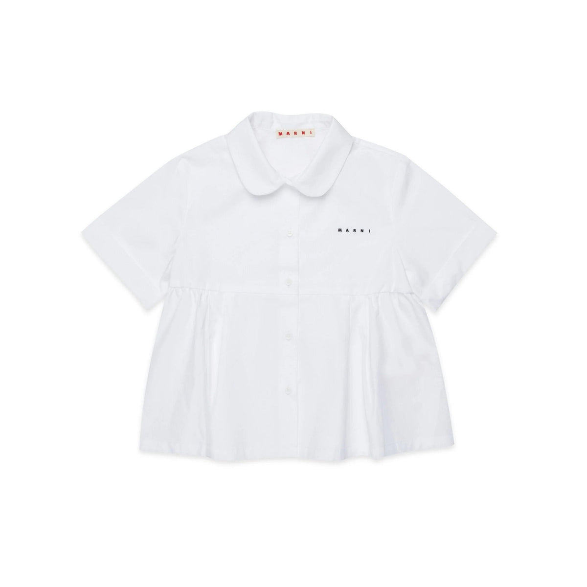 女童白色刺绣Logo棉衬衫