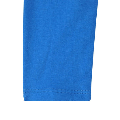 Boys Blue Zebra Printed Trims Cotton T-Shirt