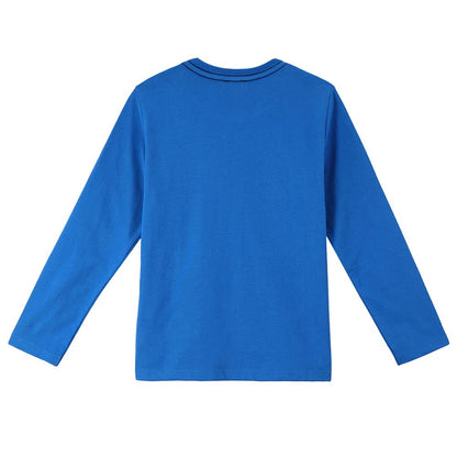 Boys Blue Zebra Printed Trims Cotton T-Shirt