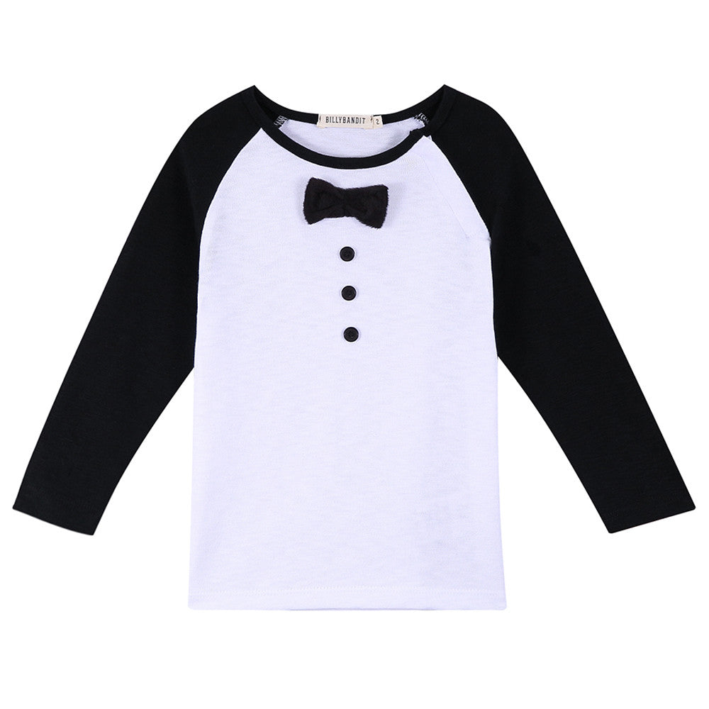Baby Boys White Cotton T-Shirt With Black Cuffs