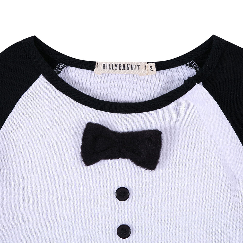 Baby Boys White Cotton T-Shirt With Black Cuffs
