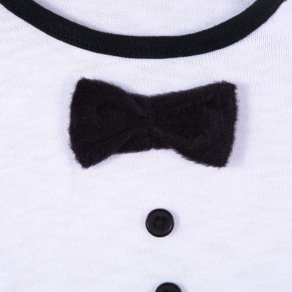Baby Boys White Cotton T-Shirt With Black Cuffs
