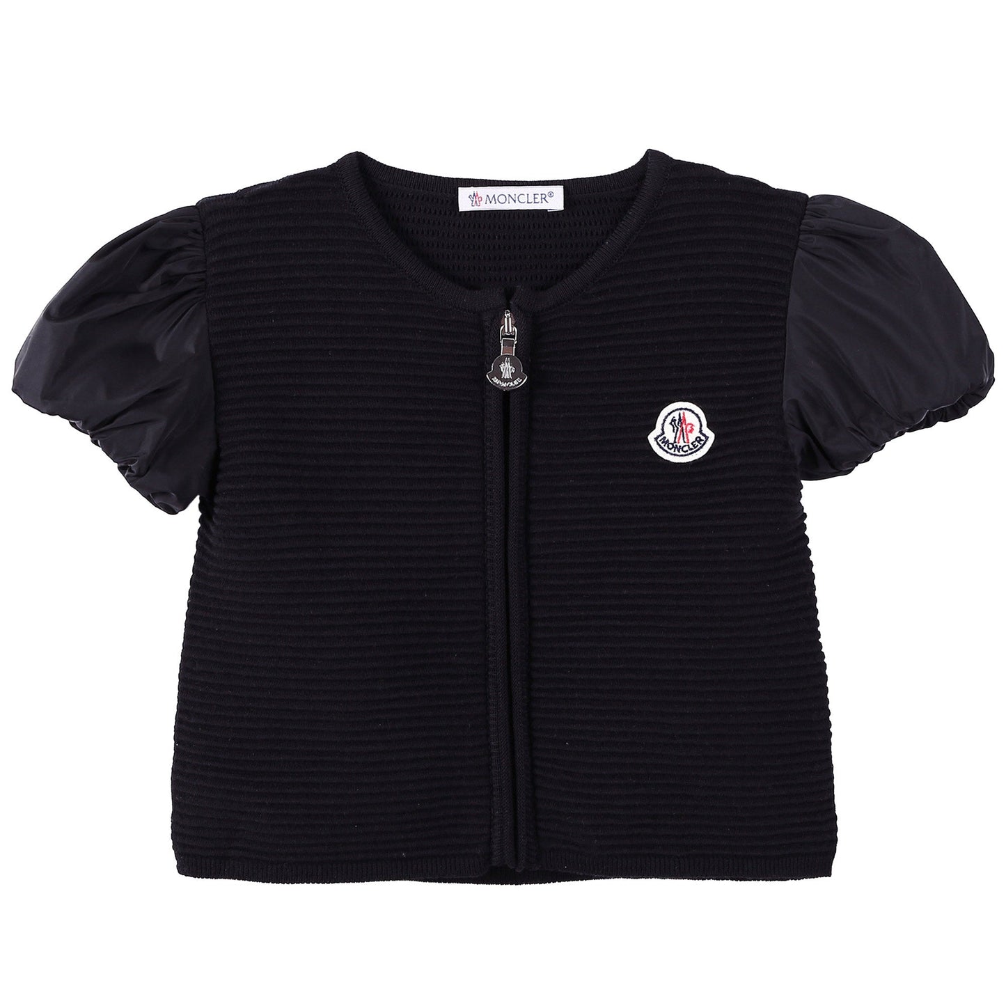 Girls Black Striped Knitted Sleeveless Cardigan