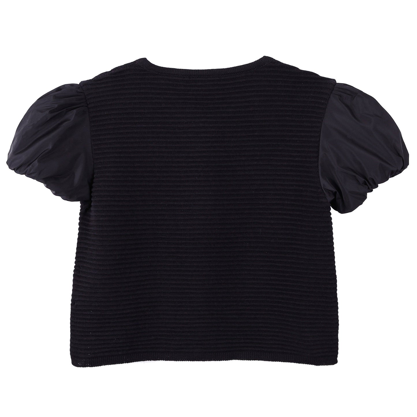 Girls Black Striped Knitted Sleeveless Cardigan
